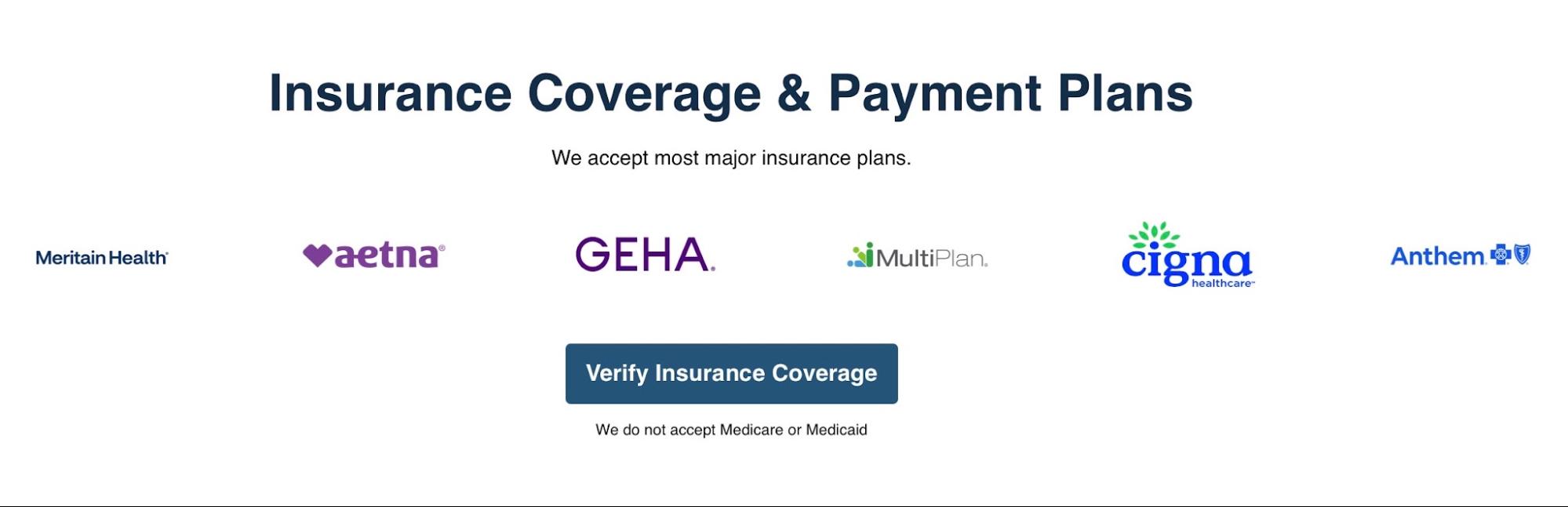 An optimized VOB experience with insurance check front and center