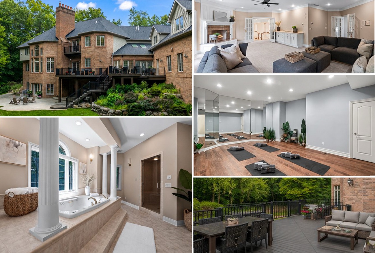 Rushton Recovery facility — exterior, lounge, yoga studio, spa bath, and deck